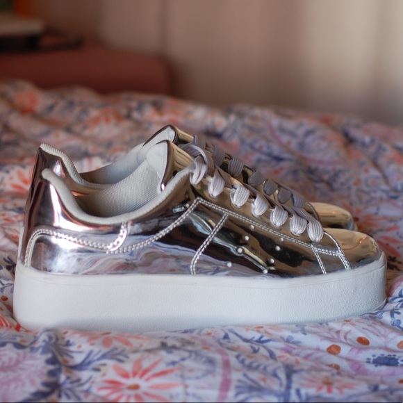 silver platform sneakers